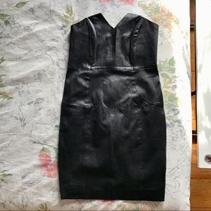 Catherine Malandrino Mixed Leather Ponte Strapless Dress 12